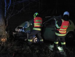 Osobní vůz narazil do stromu. Zraněný řidič byl převezen do nemocnice.